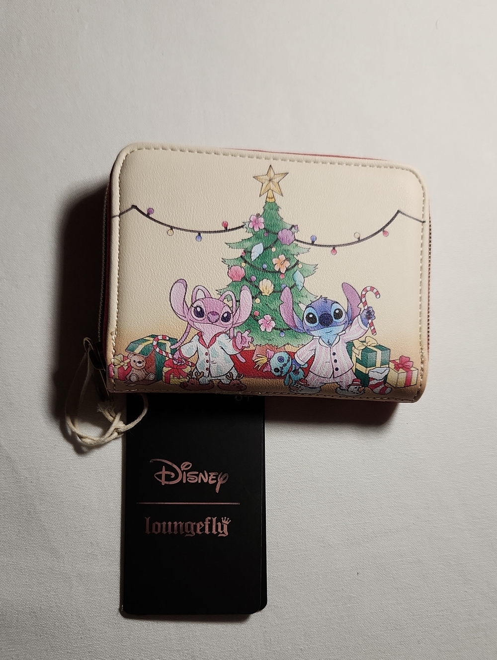 Loungefly Stitch & Angel Holiday Wallet with Festive Tree
